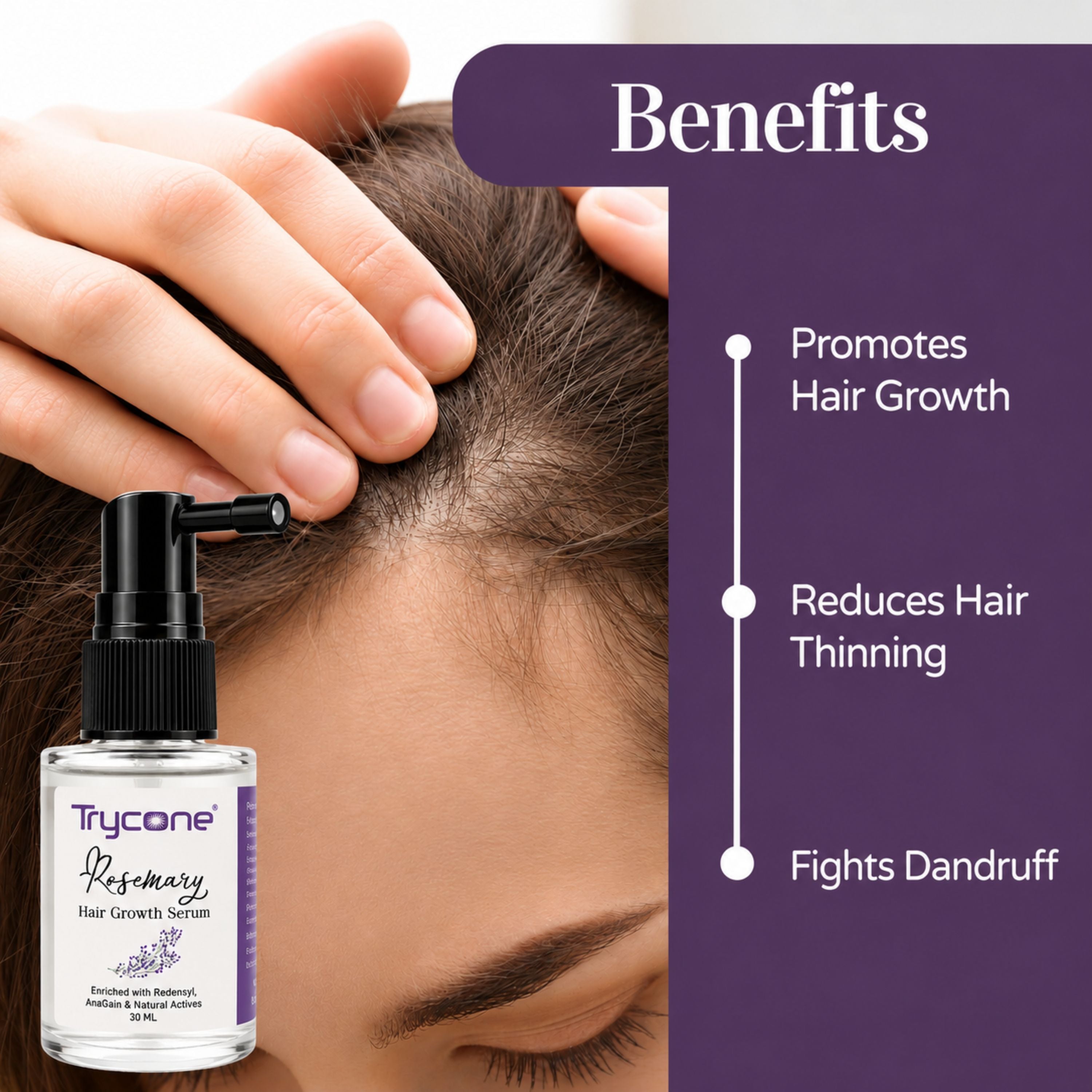 Trycone Rosemary Hair Growth Serum Enrich with Redensyl, Anagain & Other Natural Actives β 30 Ml