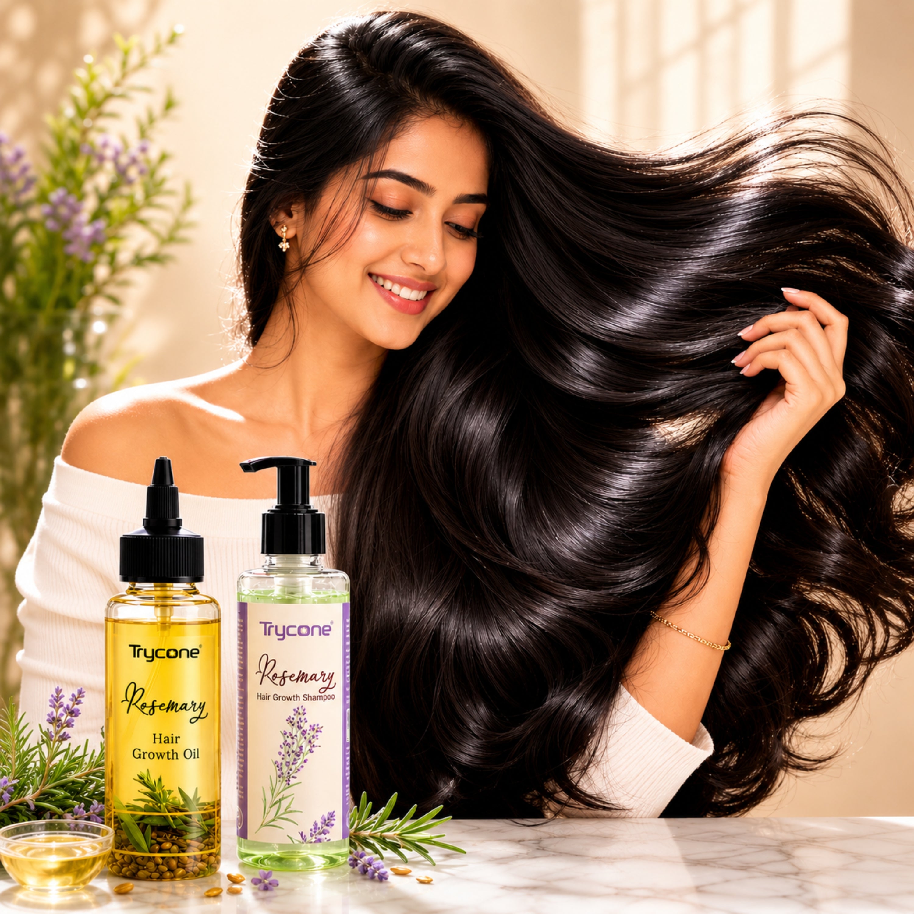 Rosemary Hair Growth Combo β Hair Oil 200ml + Shampoo 200ml | Controls Hair Fall, Strengthens Roots & Promotes Hair Growth | 2-Step Hair Care Kit for Men and Women