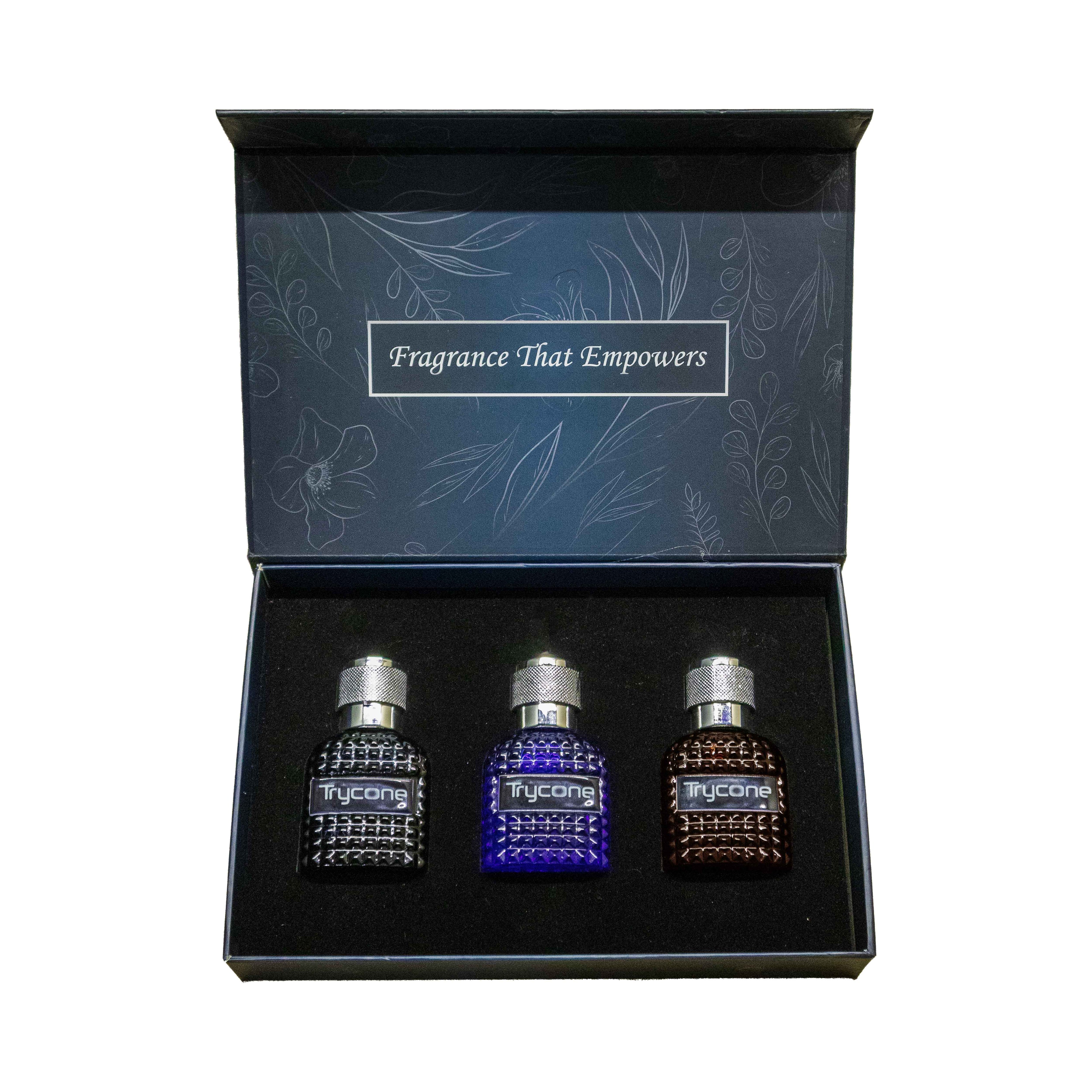 Trycone Perfume Gift Set for Men | Solvante, Bluvaris & Oudelix | Long Lasting Eau de Parfum Pack of 3 (30ml Each)