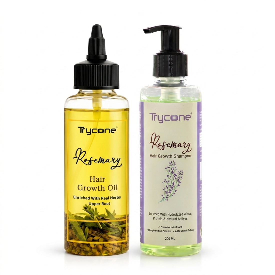 Rosemary Hair Growth Combo – Hair Oil 200ml + Shampoo 200ml | Controls Hair Fall, Strengthens Roots &amp; Promotes Hair Growth | 2-Step Hair Care Kit for Men and Women