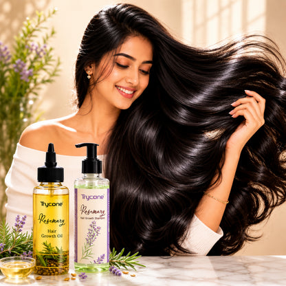Rosemary Hair Growth Combo – Hair Oil 200ml + Shampoo 200ml | Controls Hair Fall, Strengthens Roots &amp; Promotes Hair Growth | 2-Step Hair Care Kit for Men and Women