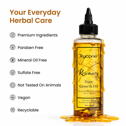 Trycone Rosemary Hair Oil – Enriched with Real Herbs &amp; Vitamin E - 200 ml