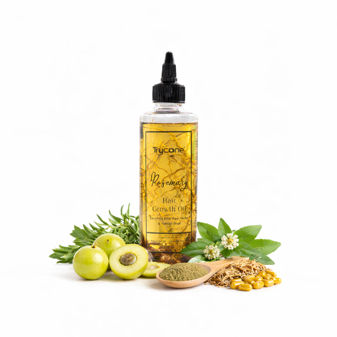 Trycone Rosemary Hair Oil – Enriched with Real Herbs & Vitamin E - 200 ml