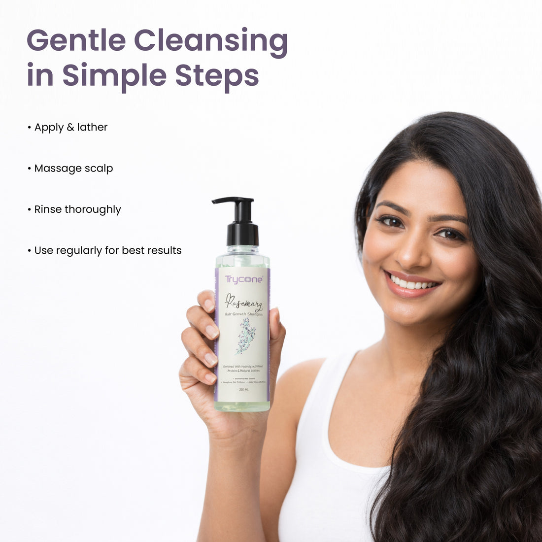 Trycone Rosemary Hair Shampoo Enriched with Hydrolyzed Wheat Protein &amp; Natural Actives – 200 Ml